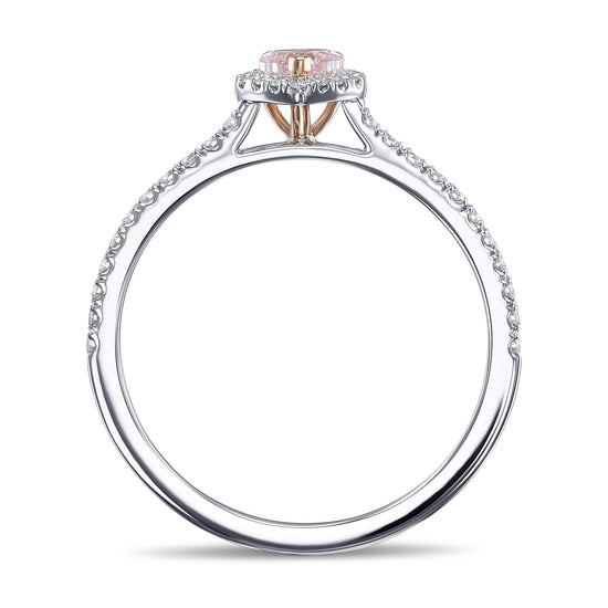 Fancy Purplish Pink Heart Halo Diamond Ring