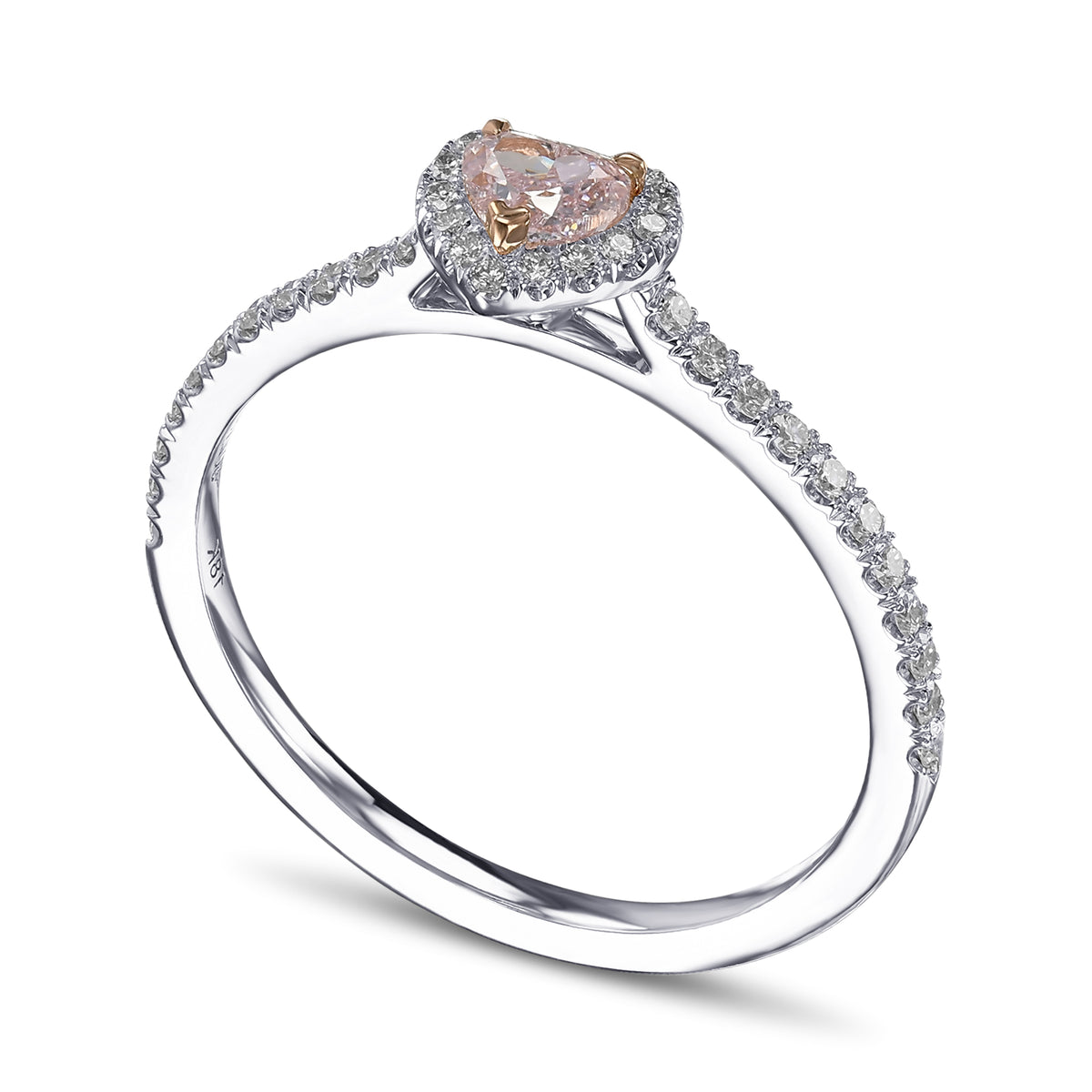 Fancy Purplish Pink Heart Halo Diamond Ring