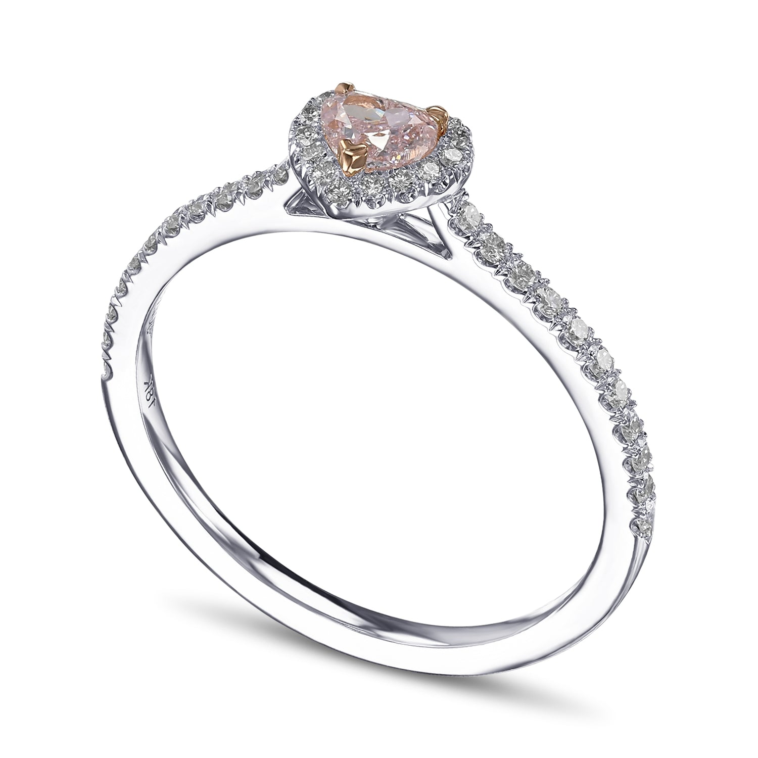 Fancy Purplish Pink Heart Halo Diamond Ring