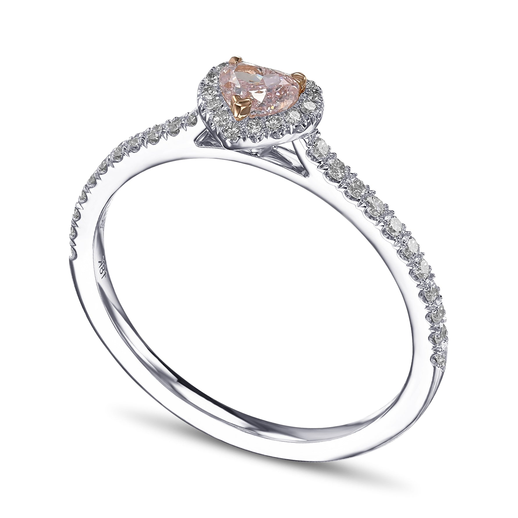Fancy Purplish Pink Heart Halo Diamond Ring