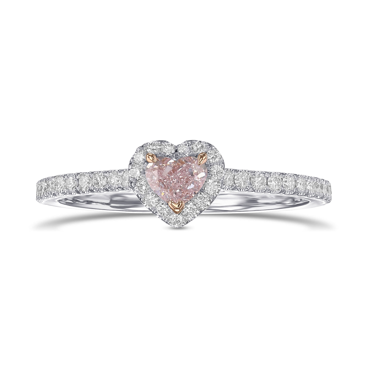 Fancy Purplish Pink Heart Halo Diamond Ring