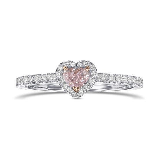 Fancy Purplish Pink Heart Halo Diamond Ring