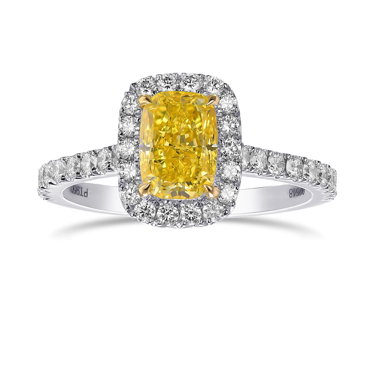 Fancy Vivid Yellow Cushion Halo Diamond Ring