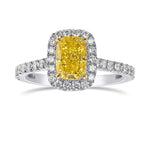 Fancy Vivid Yellow Cushion Halo Diamond Ring