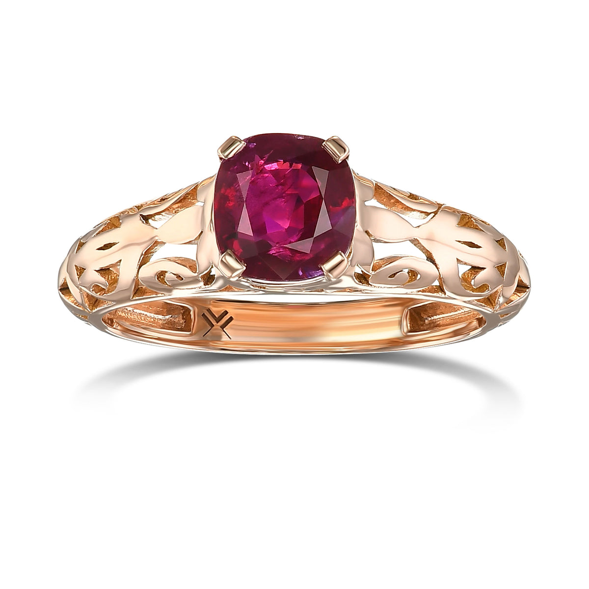 Cushion Burmese Pigeon Blood Ruby Solitaire Ring