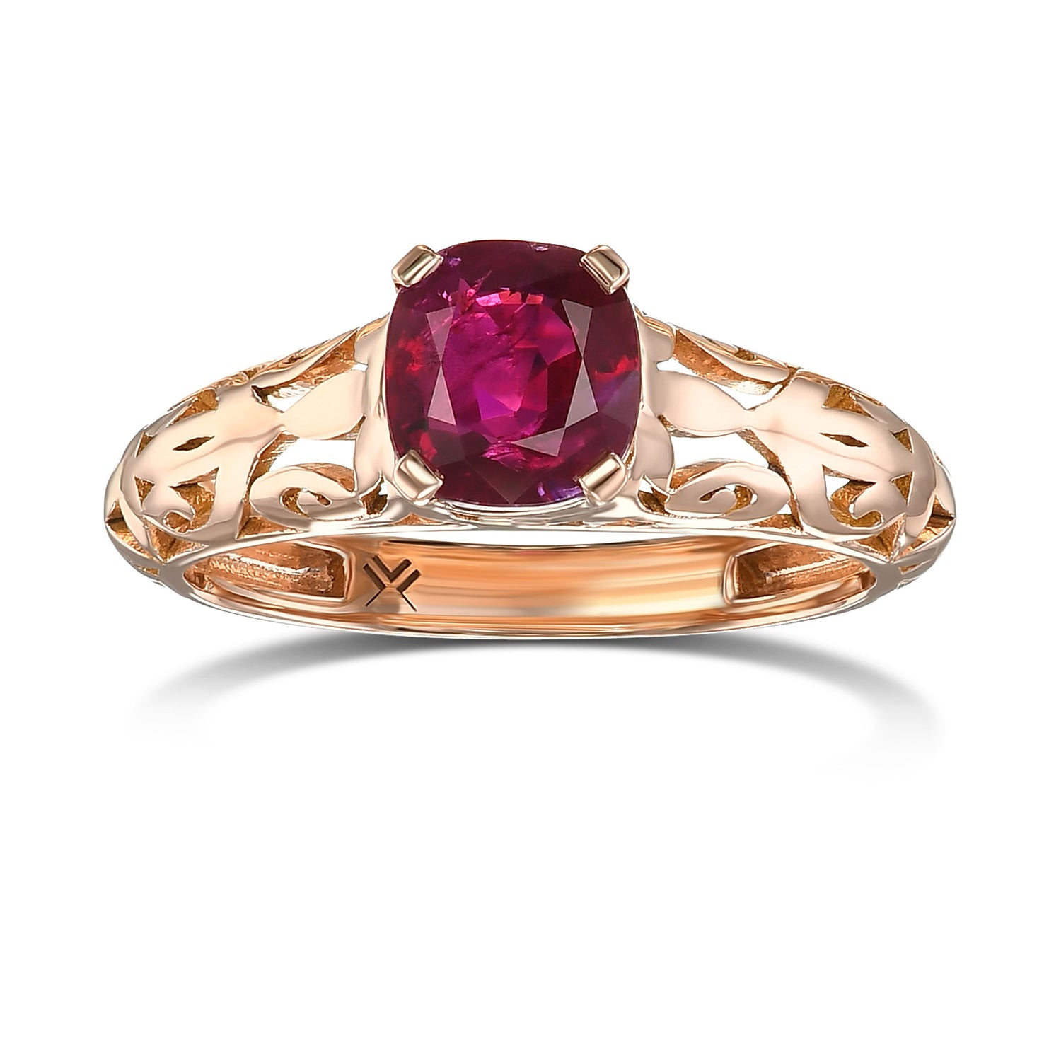Cushion Burmese Pigeon Blood Ruby Solitaire Ring