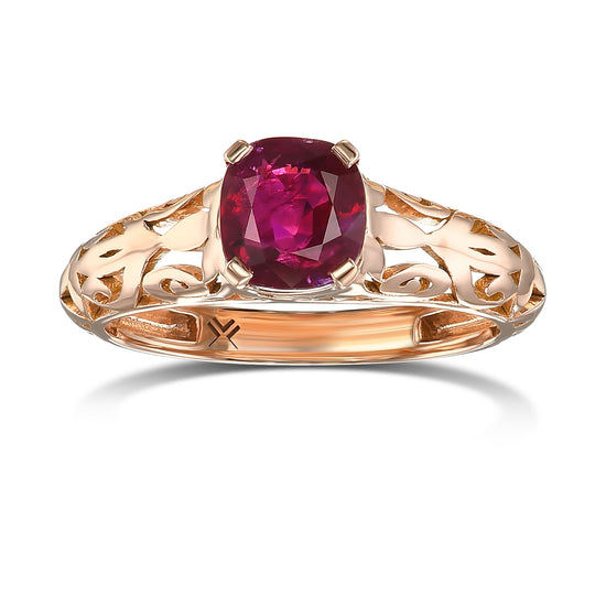 Cushion Burmese Pigeon Blood Ruby Solitaire Ring