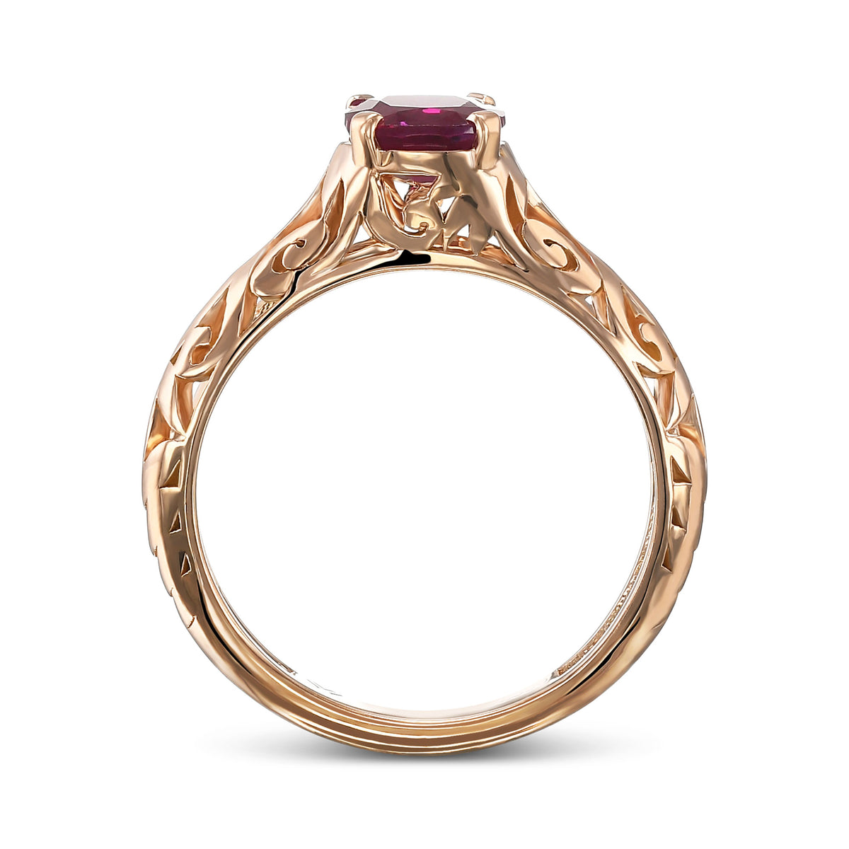 Cushion Burmese Pigeon Blood Ruby Solitaire Ring
