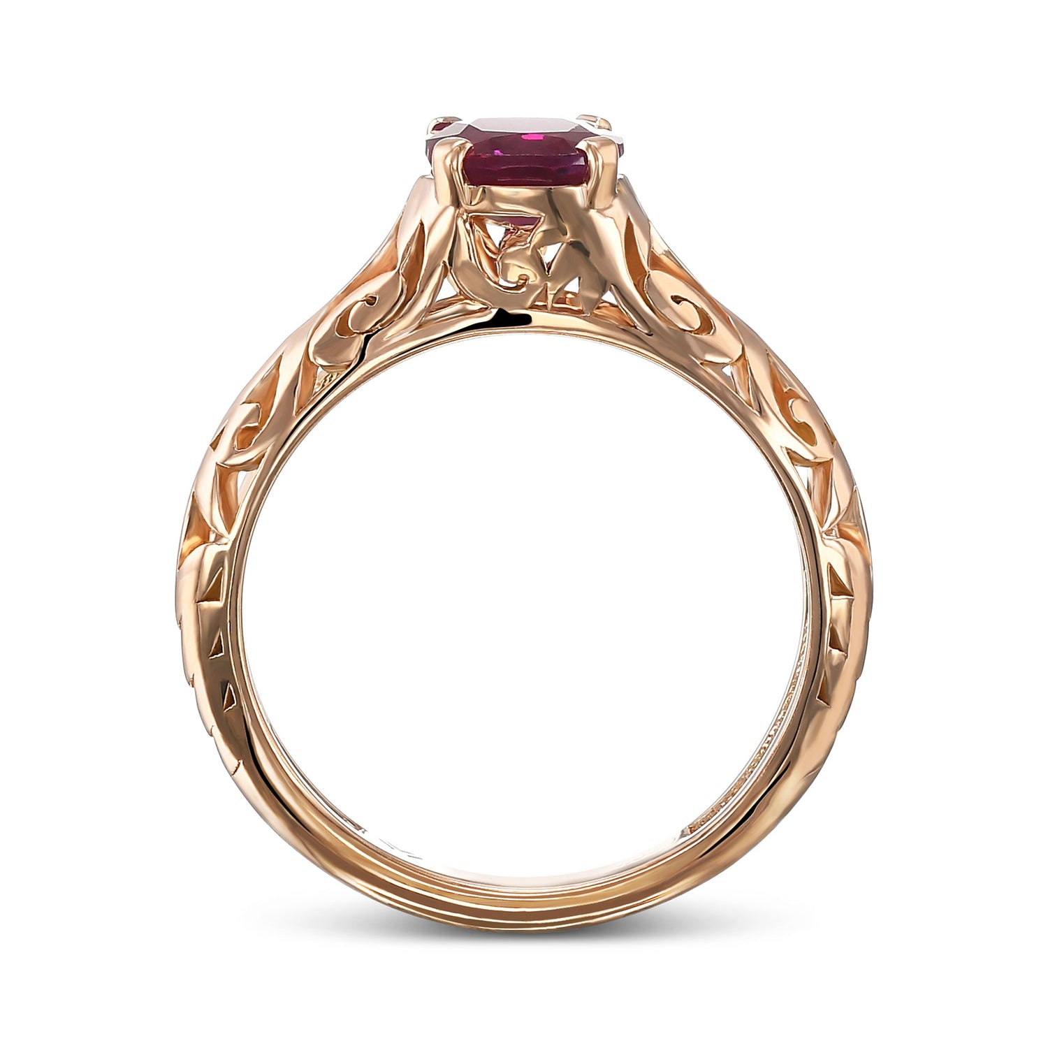 Cushion Burmese Pigeon Blood Ruby Solitaire Ring