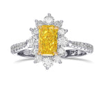 Fancy Vivid Yellow Radiant Halo Diamond Ring