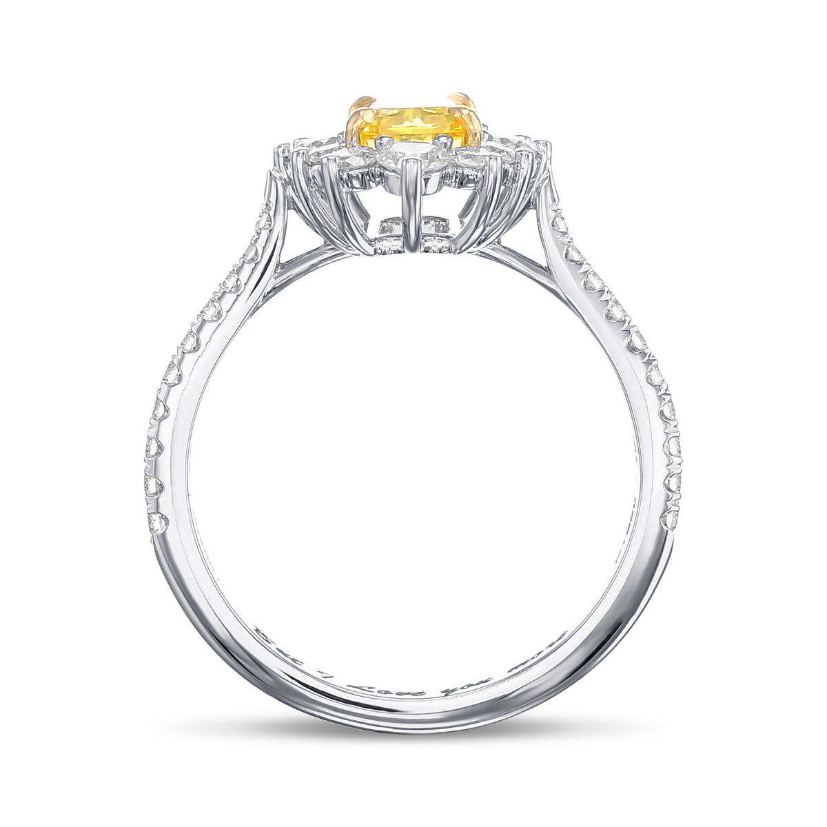 Fancy Vivid Yellow Radiant Halo Diamond Ring