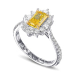 Fancy Vivid Yellow Radiant Halo Diamond Ring