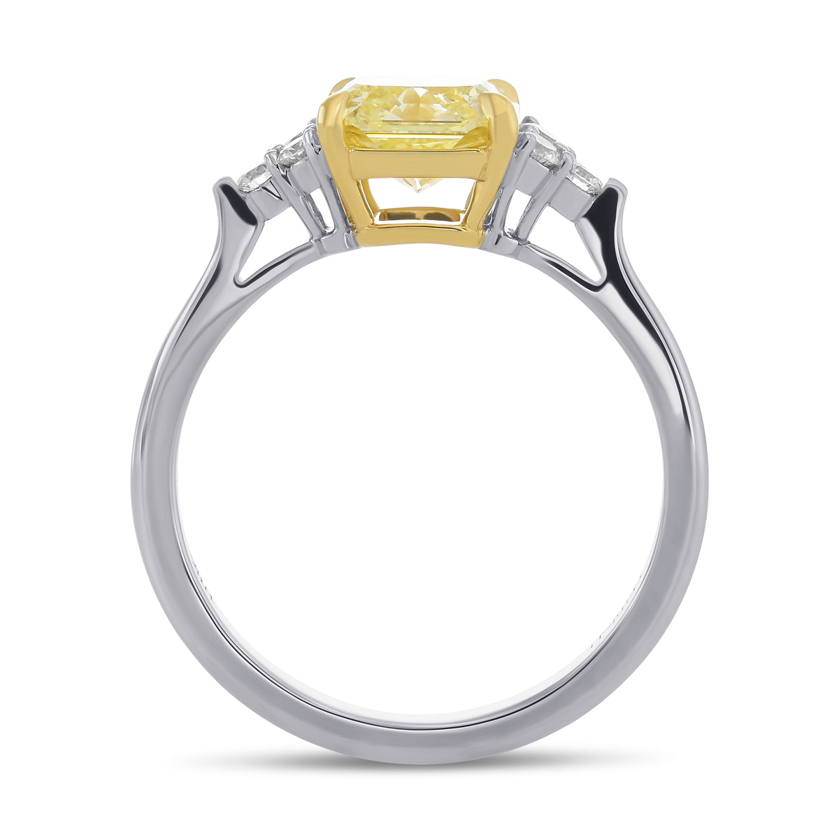 Fancy Yellow Radiant Diamond Side Stone Engagement & Wedding Ring Set