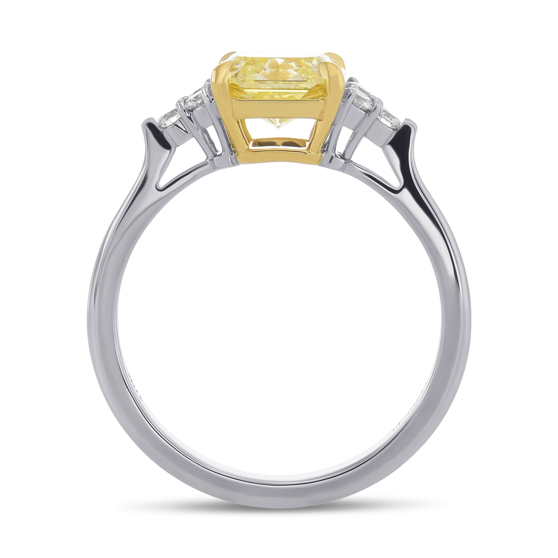 Fancy Yellow Radiant Diamond Side Stone Engagement & Wedding Ring Set