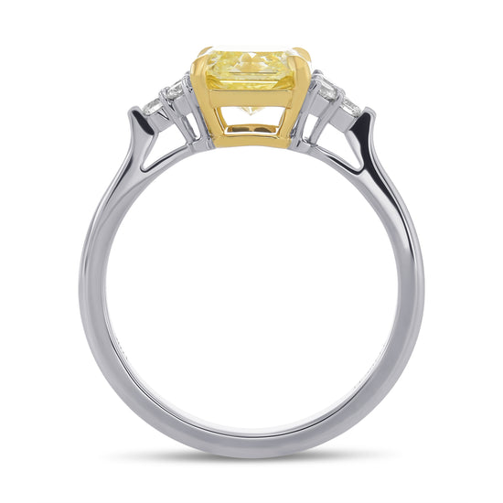 Fancy Yellow Radiant Diamond Side Stone Engagement & Wedding Ring Set