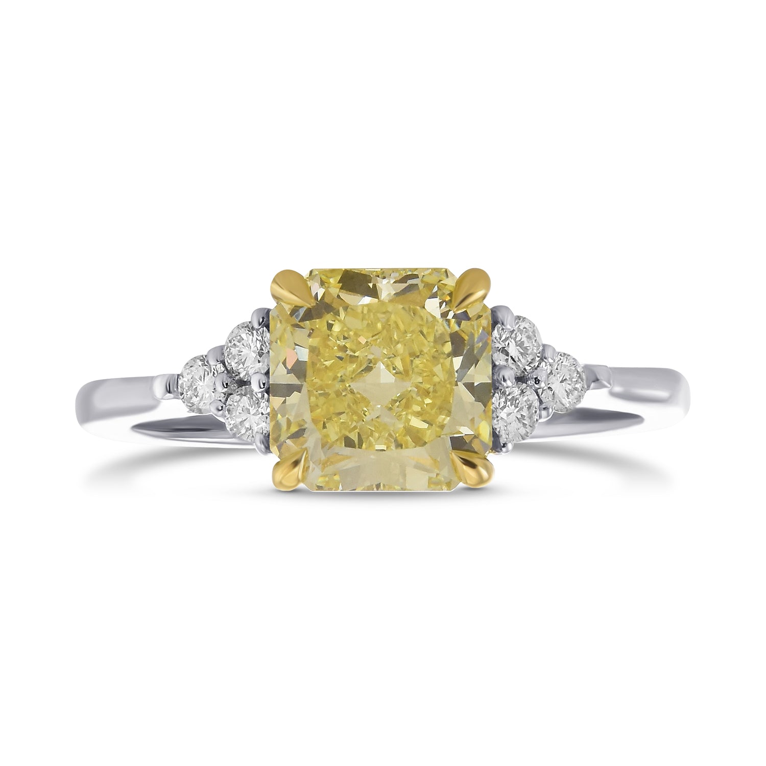 Fancy Yellow Radiant Diamond Side Stone Engagement & Wedding Ring Set