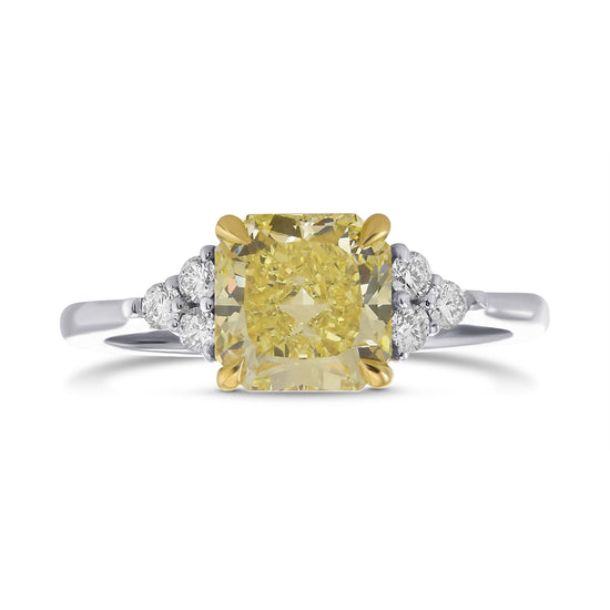 Fancy Yellow Radiant Diamond Side Stone Engagement & Wedding Ring Set