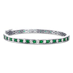 Round Brilliant Emerald & Diamond Bangle