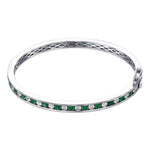 Round Brilliant Emerald & Diamond Bangle