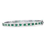Round Brilliant Emerald & Diamond Bangle