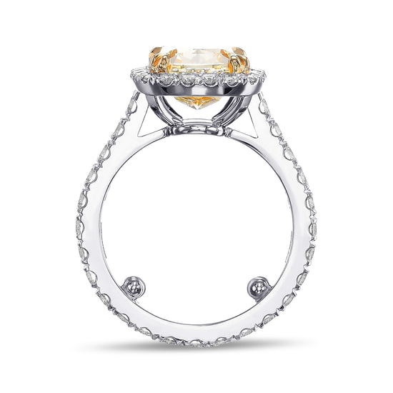 Fancy Yellow Cushion Halo Diamond Ring