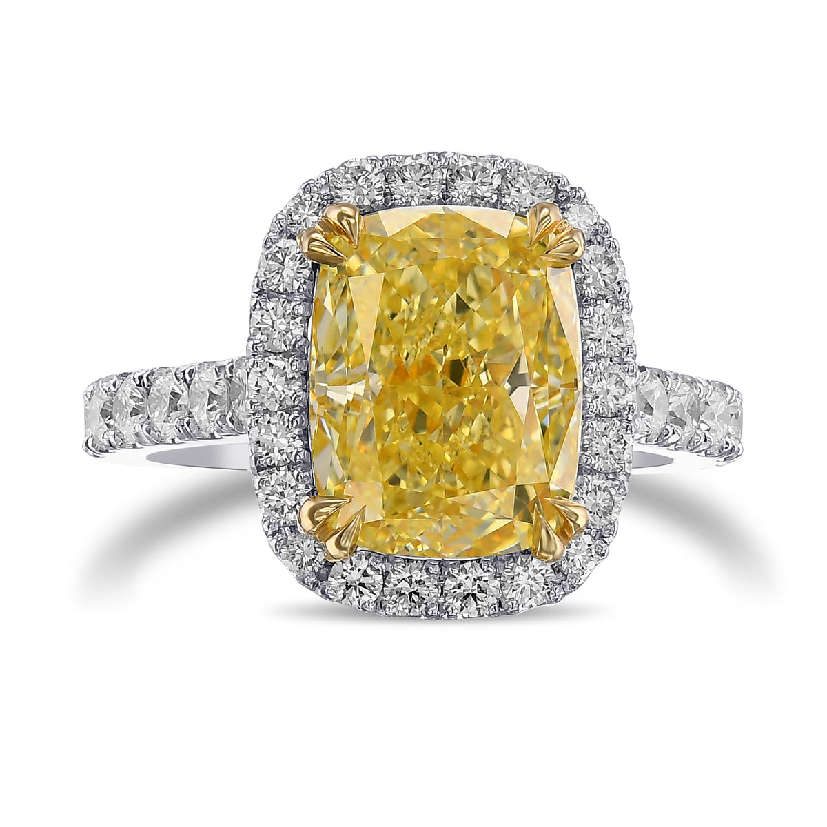 Fancy Yellow Cushion Halo Diamond Ring