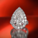 Colorless Pear Halo Diamond Ring