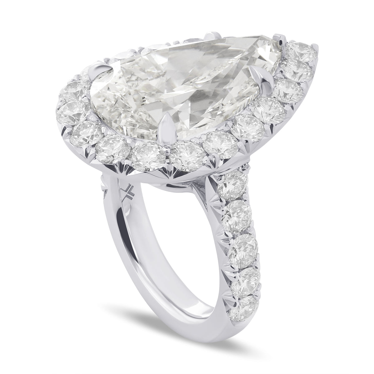 Colorless Pear Halo Diamond Ring