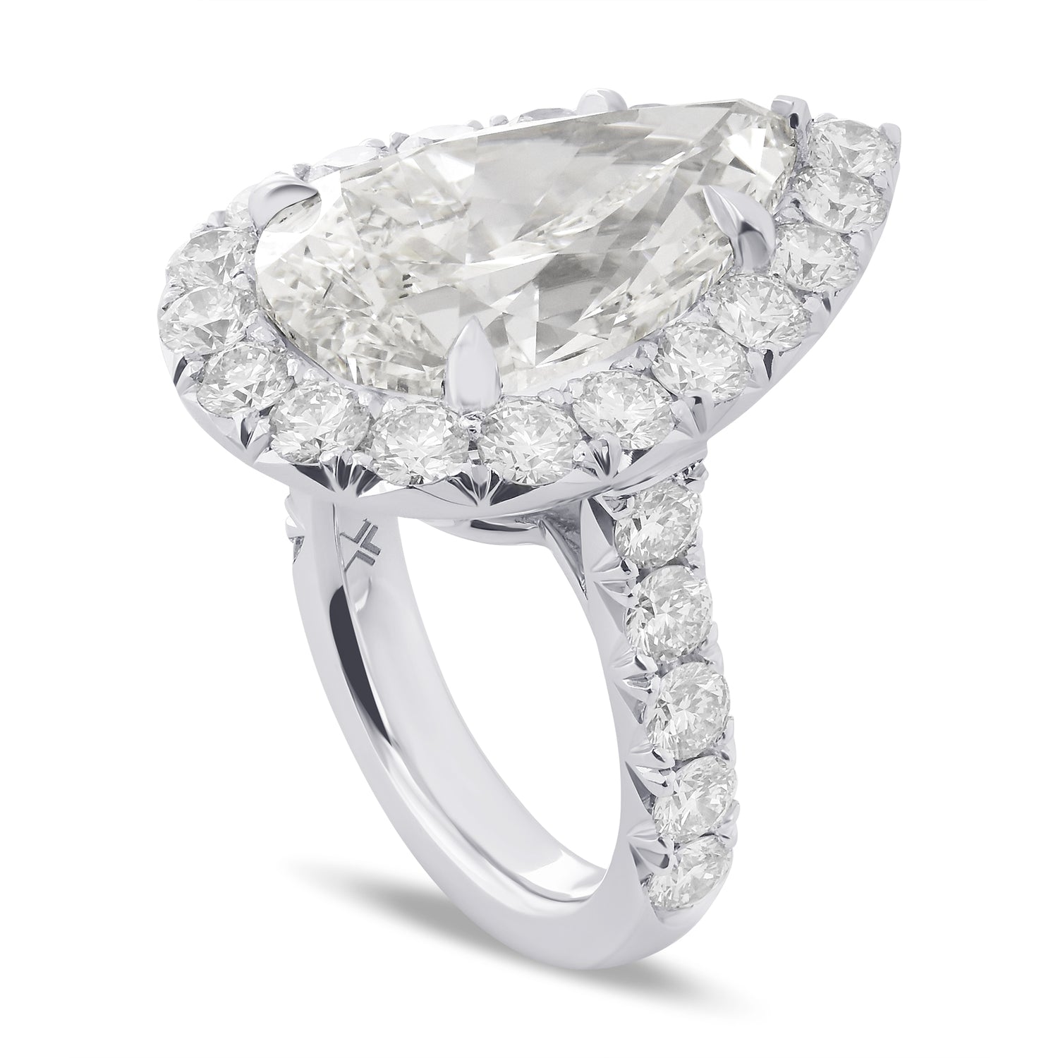 Colorless Pear Halo Diamond Ring