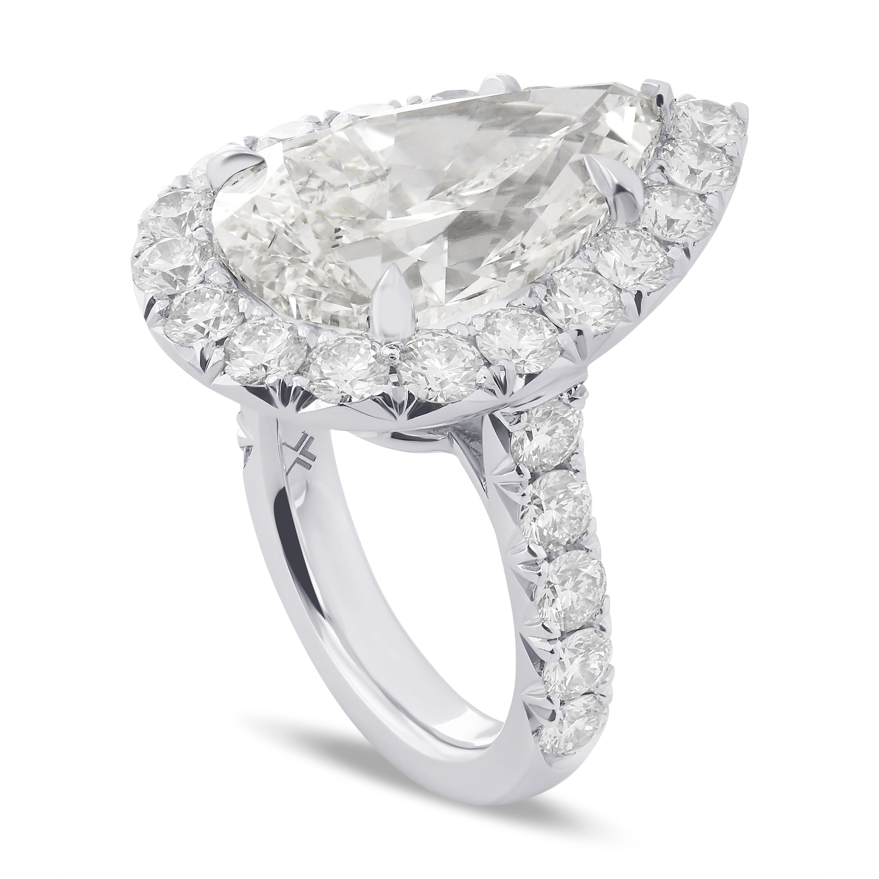 Colorless Pear Halo Diamond Ring