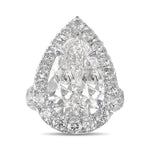 Colorless Pear Halo Diamond Ring
