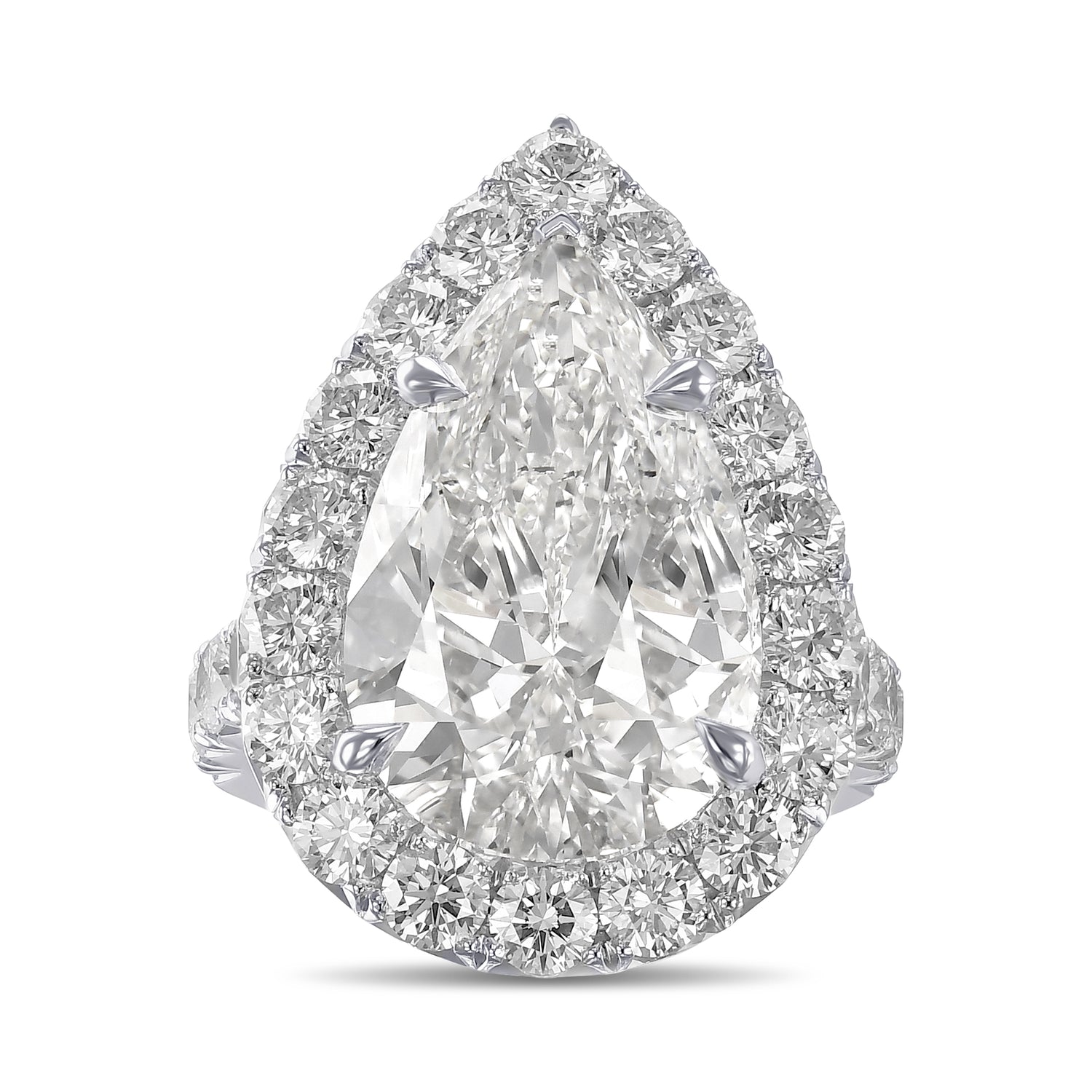 Colorless Pear Halo Diamond Ring