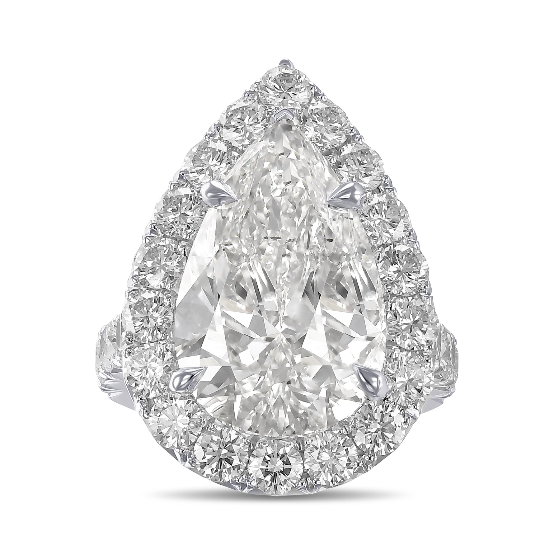 Colorless Pear Halo Diamond Ring