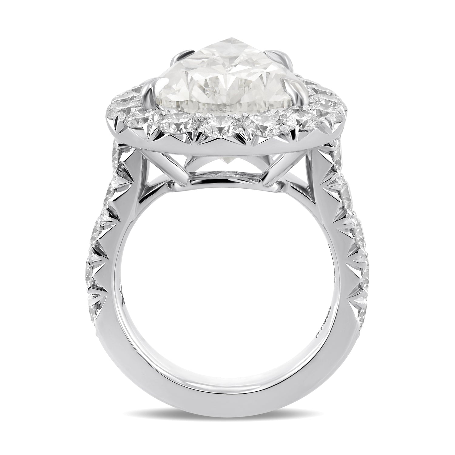 Colorless Pear Halo Diamond Ring