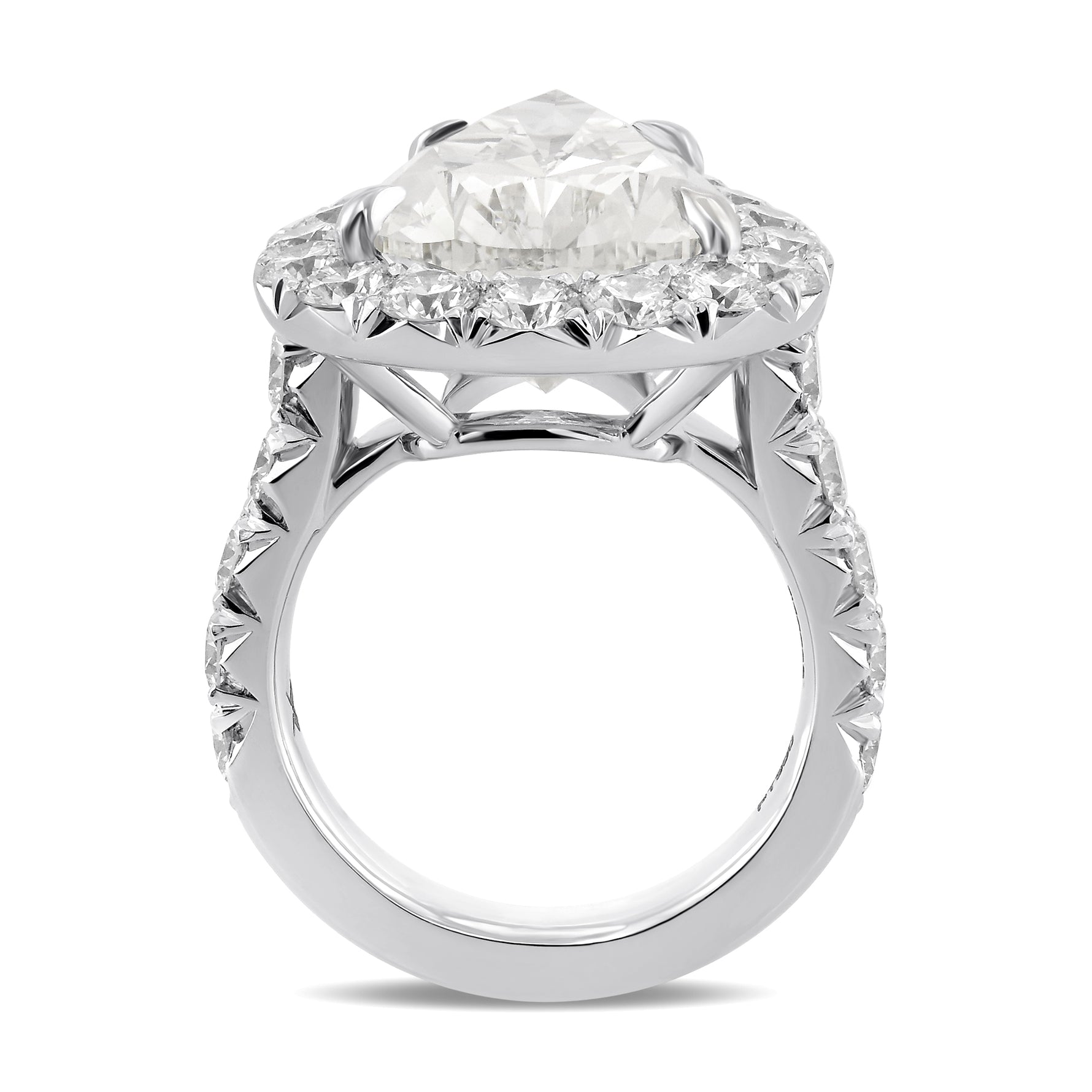 Colorless Pear Halo Diamond Ring