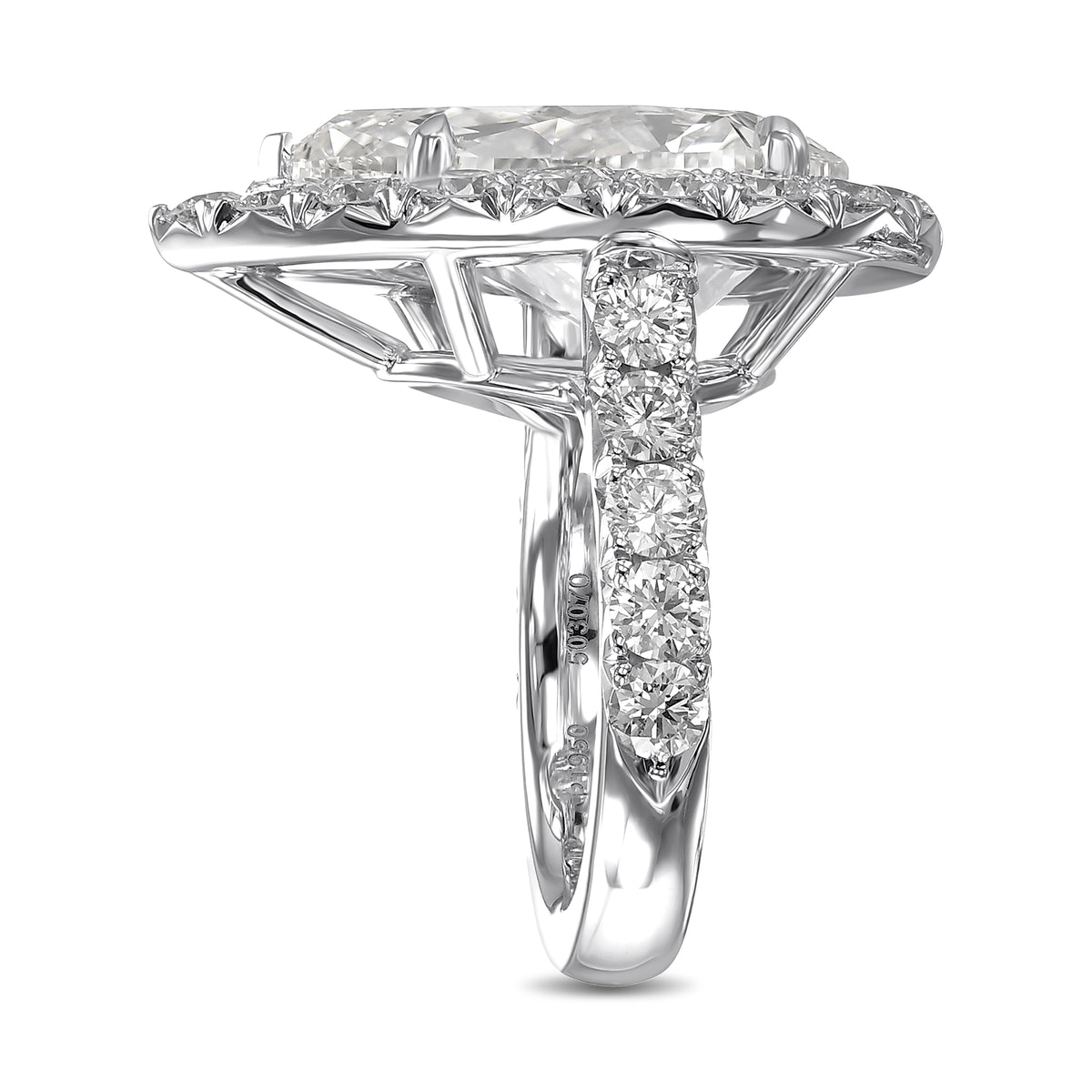 Colorless Pear Halo Diamond Ring