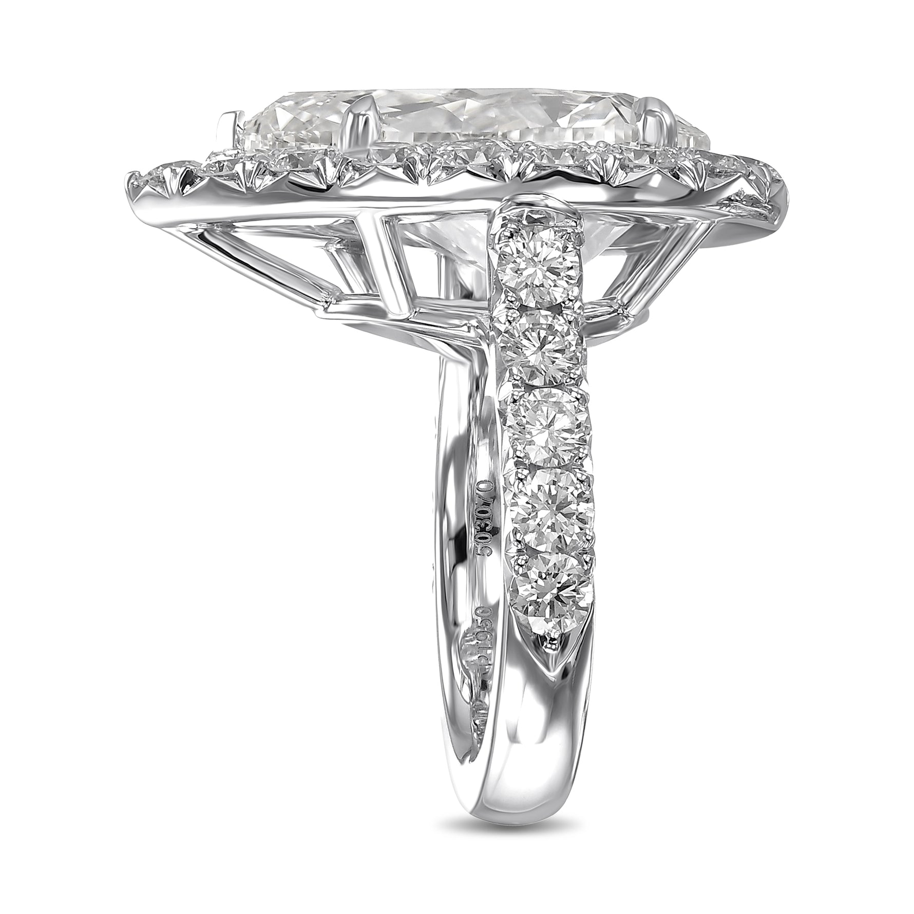 Colorless Pear Halo Diamond Ring
