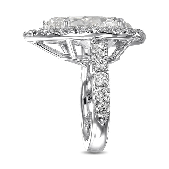 Colorless Pear Halo Diamond Ring