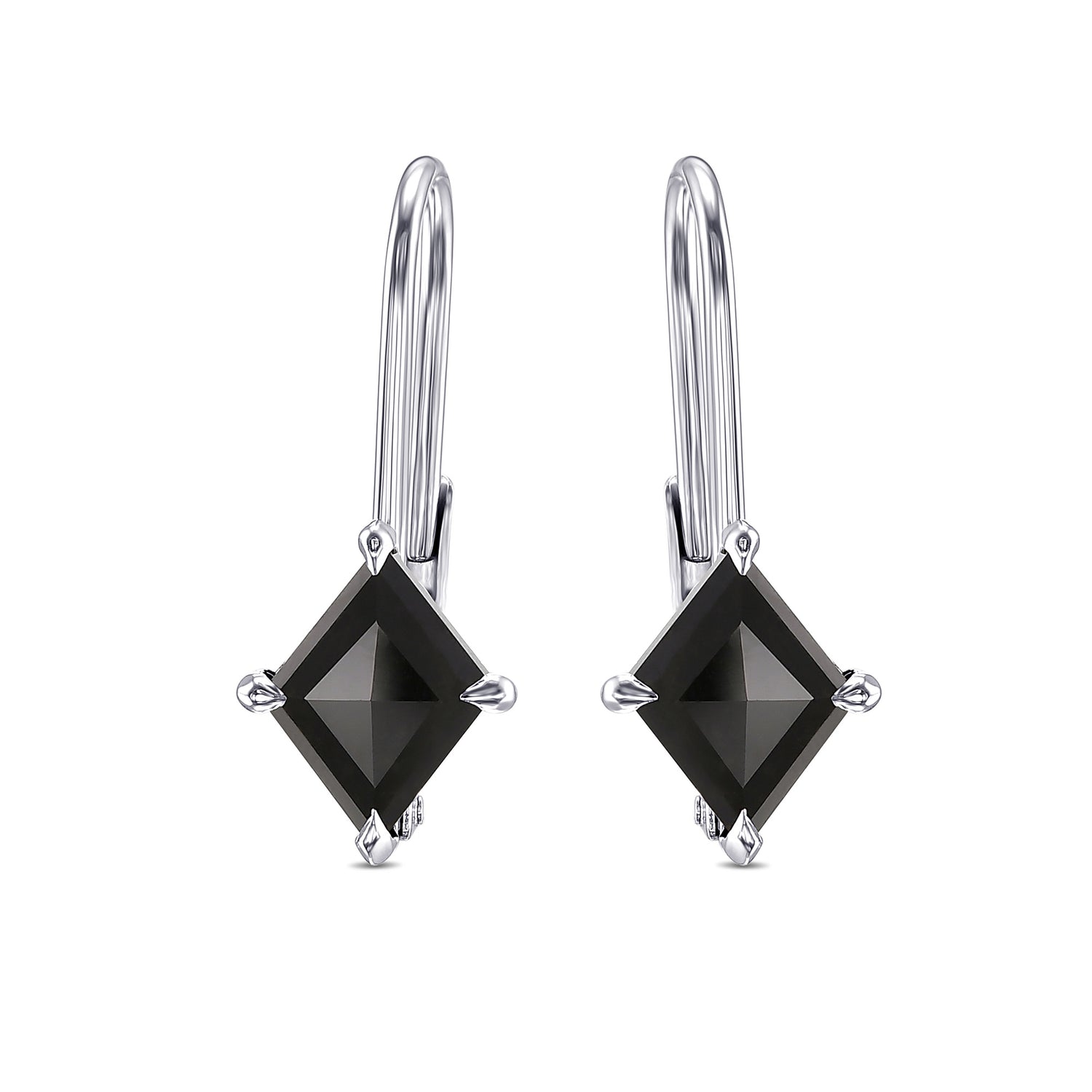 Fancy Black Lozenge Diamond Drop Earrings