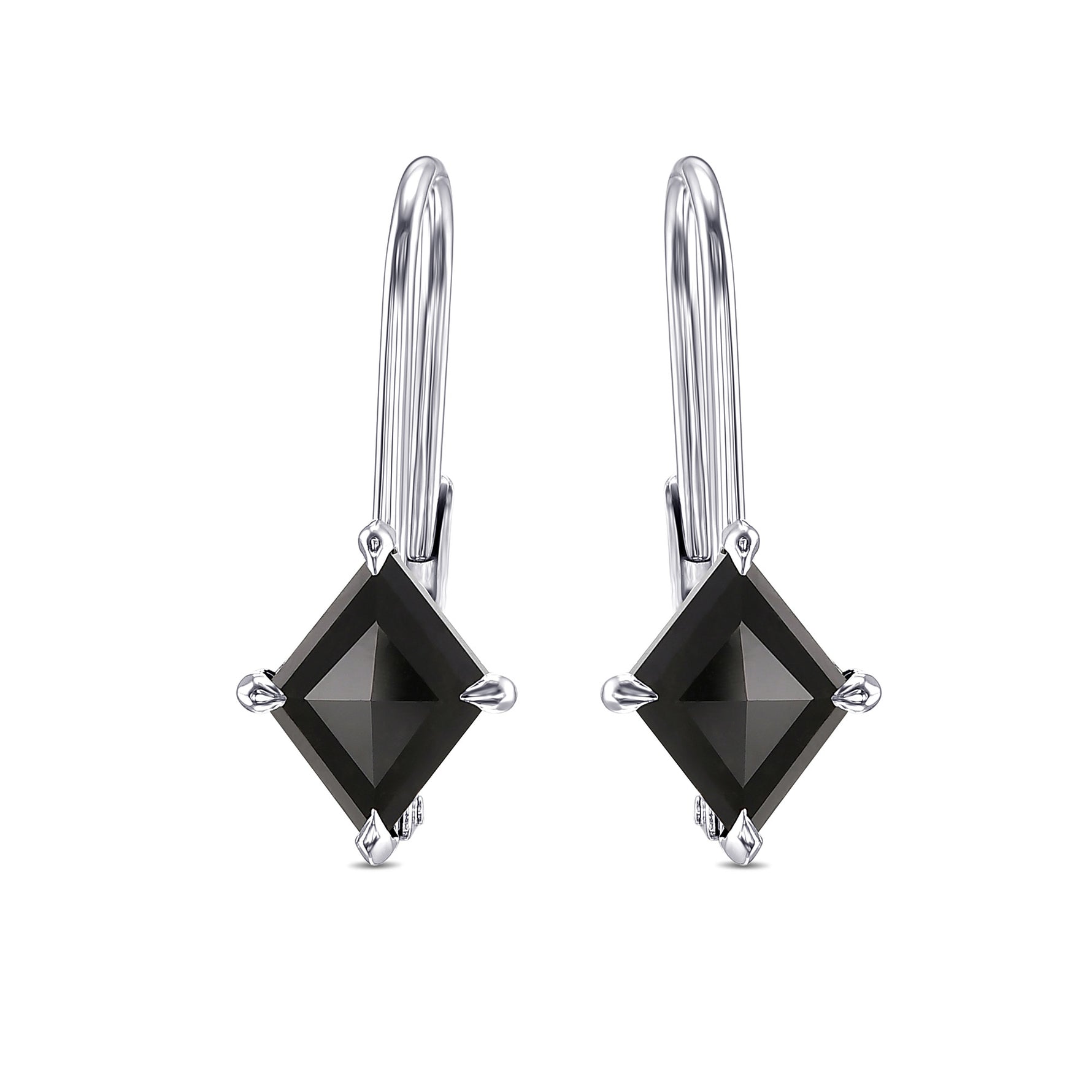 Fancy Black Lozenge Diamond Drop Earrings