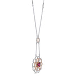 Ruby and Pink Diamond Flower Necklace