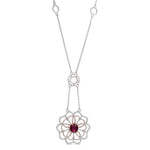Ruby and Pink Diamond Flower Necklace