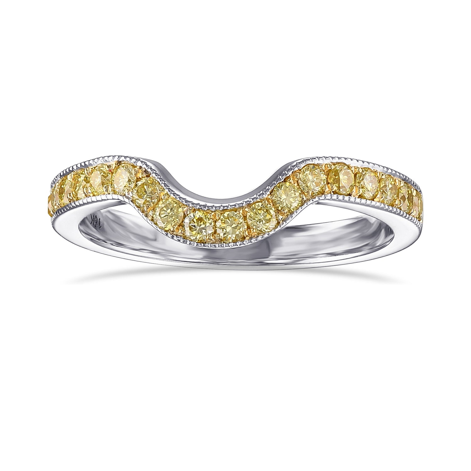Contoured Fancy Yellow Diamond Wedding Band 