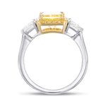 Fancy Vivid Yellow Radiant 3 Stone Diamond Ring