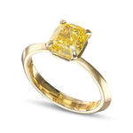 Fancy Vivid Yellow Cushion Solitaire Diamond Ring