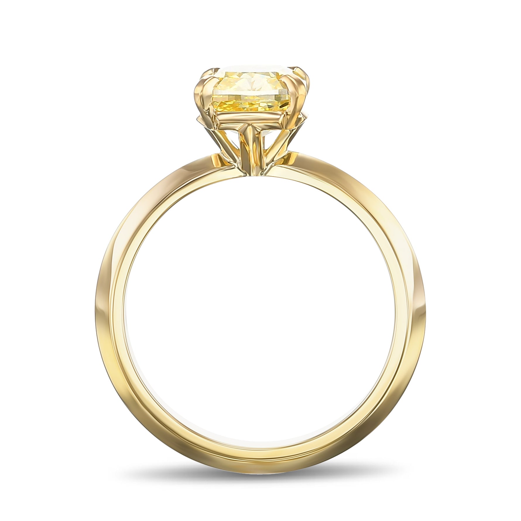 Fancy Vivid Yellow Cushion Solitaire Diamond Ring