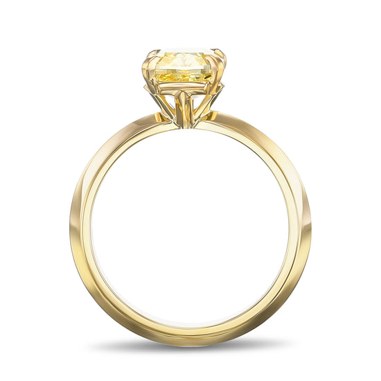 Fancy Vivid Yellow Cushion Solitaire Diamond Ring