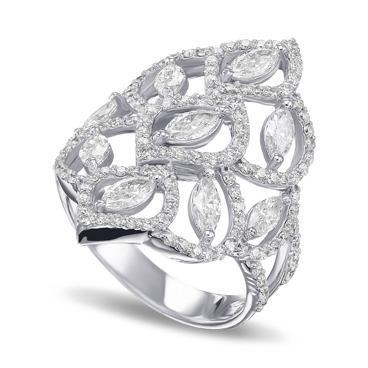 White Diamond Marquise and Pave Couture Ring