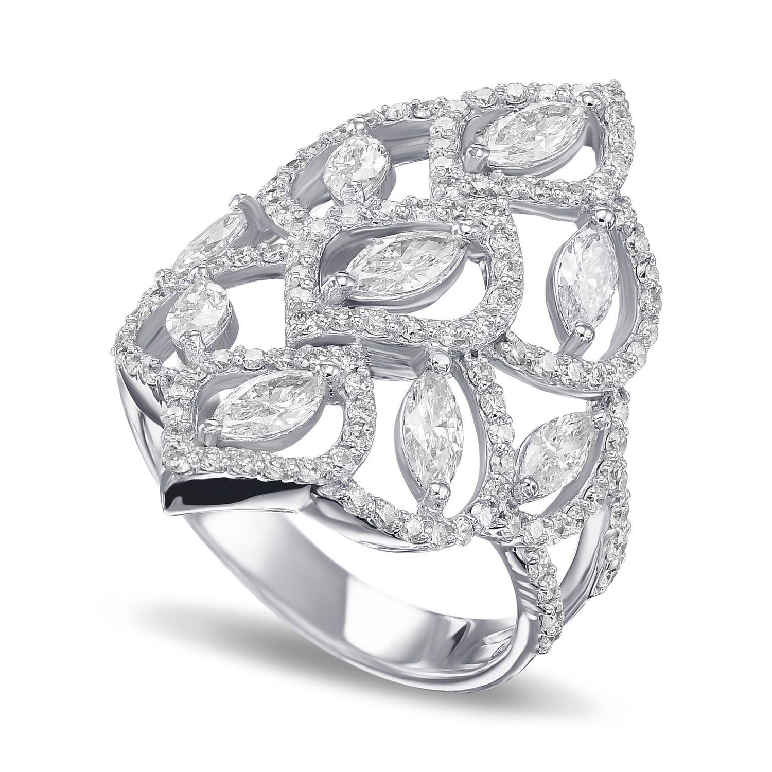 White Diamond Marquise and Pave Couture Ring