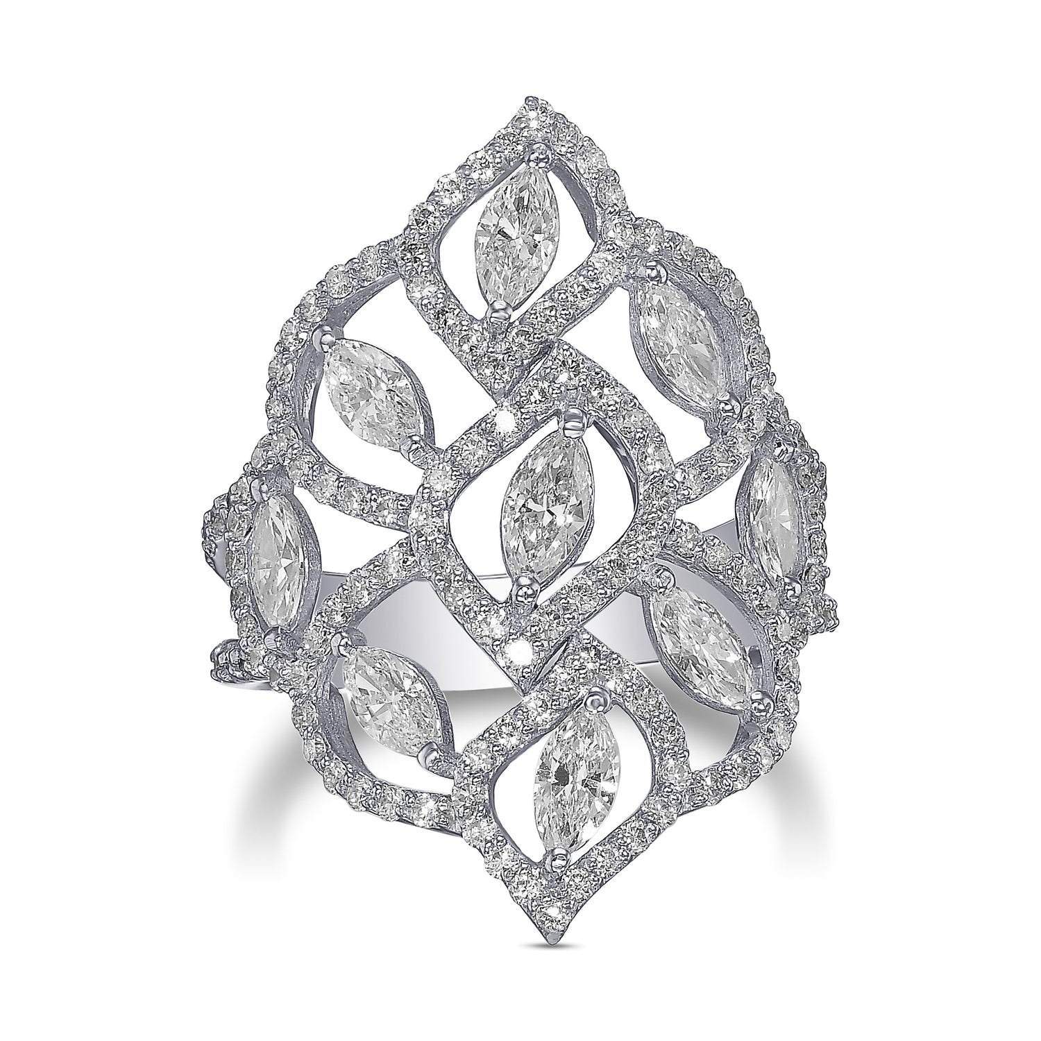 White Diamond Marquise and Pave Couture Ring